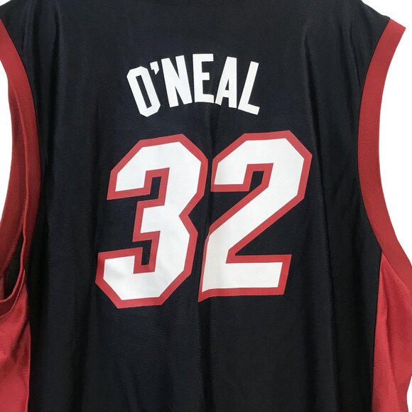 Shaquille ONeal Miami Heat 32 NBA Basketball Jersey XL Black Red Vintage - Picture 5 of 9